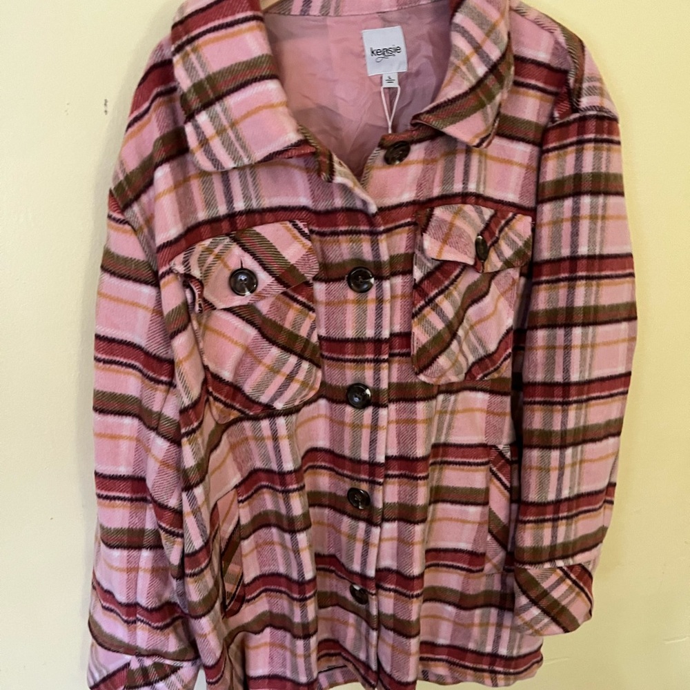 Kensie Pink Shacket Jacket Size Large NWT - Picture 2 of 7